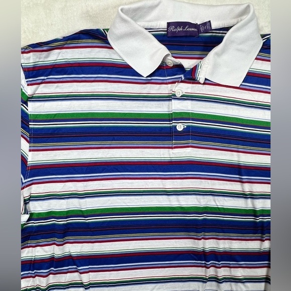 Ralph Lauren Purple Label Made in Italy XL Blue Res Stripe Classic Polo Shirt - Picture 6 of 12